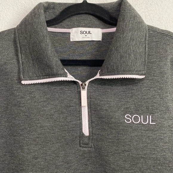 Soul by SoulCylce Spacer Snap 1/4 Zip Sweatshirt Pullover Gray Size Medium - Picture 4 of 10
